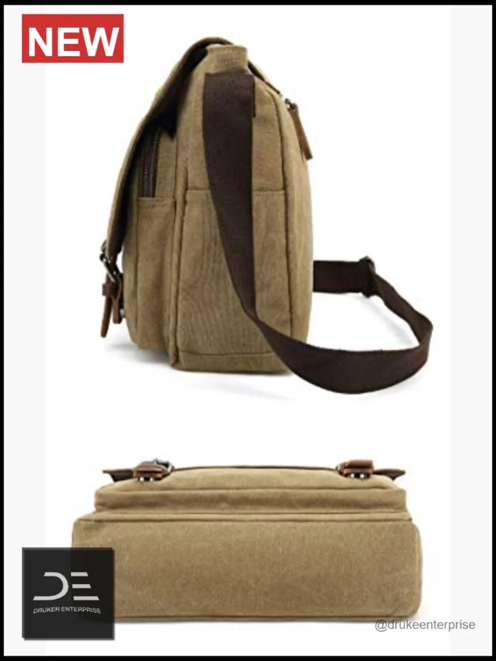 Vintage Canvas Messenger Bag Shoulder Bag Large Travel Crossbody 15inch Laptop